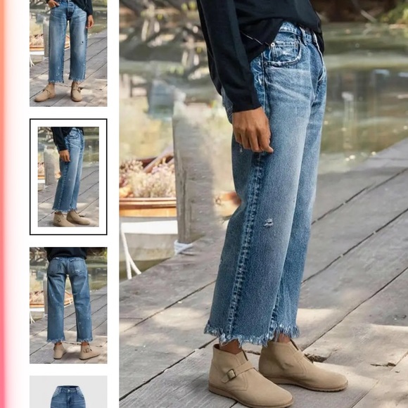 Flamingals Wash Raw Hem Mid Rise Crop Jeans NWT - Picture 5 of 8